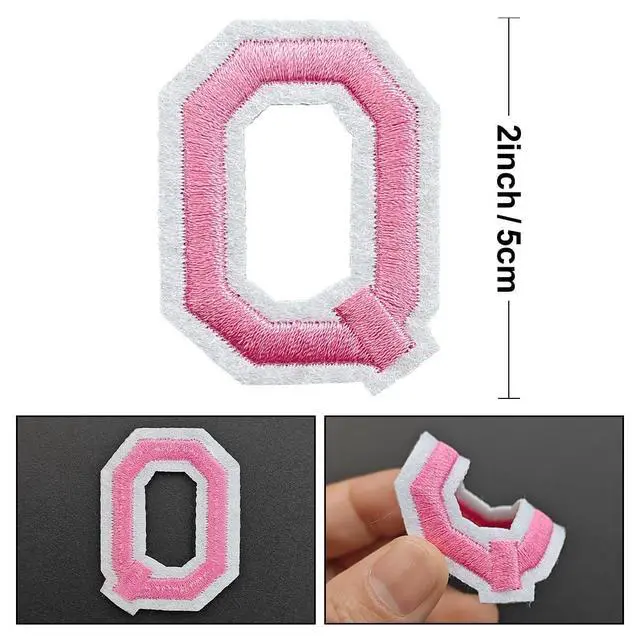 Alt view image 2 of 6 - Iron on Letter 52Pcs Alphabet A to Z Patches with Ironed Adhesive, Decorate Repair Patches for Jackets Shirts Hats Bags Jeans/Pink