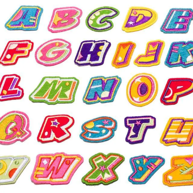Alt view image 2 of 5 - Sew or Iron on Embroidered Patches | Complete Alphabet A-Z with Colorful Designs | DIY Customization Enthusiasts | Kids Clothing Bags Backpacks Jacket Jeans | 1.3" Height 26PCs Pack