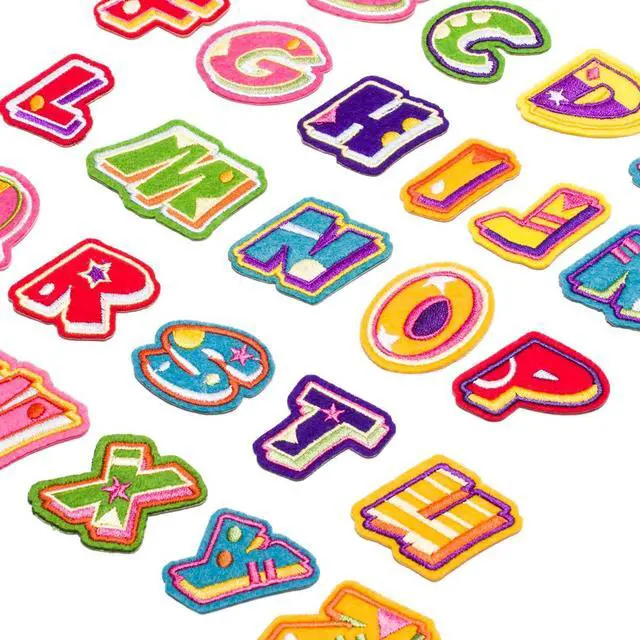 Alt view image 3 of 5 - Sew or Iron on Embroidered Patches | Complete Alphabet A-Z with Colorful Designs | DIY Customization Enthusiasts | Kids Clothing Bags Backpacks Jacket Jeans | 1.3" Height 26PCs Pack