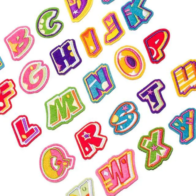 Alt view image 4 of 5 - Sew or Iron on Embroidered Patches | Complete Alphabet A-Z with Colorful Designs | DIY Customization Enthusiasts | Kids Clothing Bags Backpacks Jacket Jeans | 1.3" Height 26PCs Pack