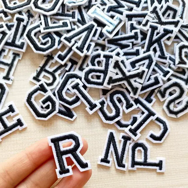 Alt view image 3 of 5 - 1 inch Iron on Letter Patches 78 Pieces, A-Z Embroidered Alphabet Patches for Clothing Jackets Hats Backpacks Jeans Black