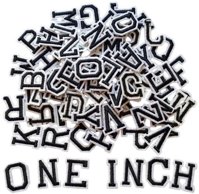 Main image of 1 inch Iron on Letter Patches 78 Pieces, A-Z Embroidered Alphabet Patches for Clothing Jackets Hats Backpacks Jeans Black