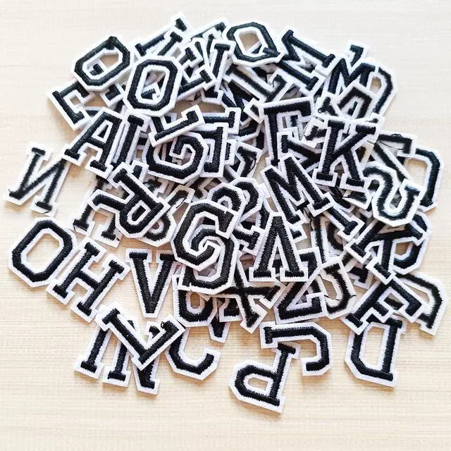 Alt view image 4 of 5 - 1 inch Iron on Letter Patches 78 Pieces, A-Z Embroidered Alphabet Patches for Clothing Jackets Hats Backpacks Jeans Black