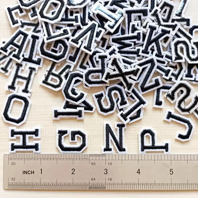Alt view image 2 of 5 - 1 inch Iron on Letter Patches 78 Pieces, A-Z Embroidered Alphabet Patches for Clothing Jackets Hats Backpacks Jeans Black