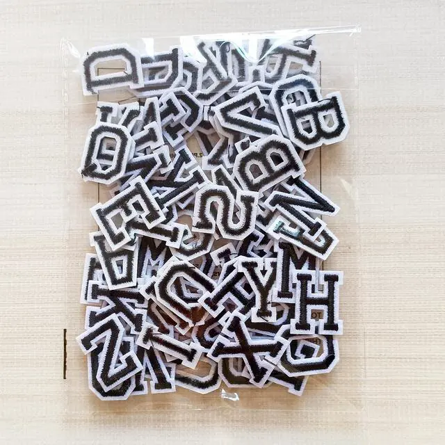 Alt view image 5 of 5 - 1 inch Iron on Letter Patches 78 Pieces, A-Z Embroidered Alphabet Patches for Clothing Jackets Hats Backpacks Jeans Black