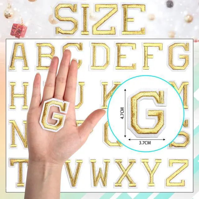 Alt view image 2 of 6 - Iron On Letters, 52 Pcs Letter Patches with Ironed Adhesive (Gold)