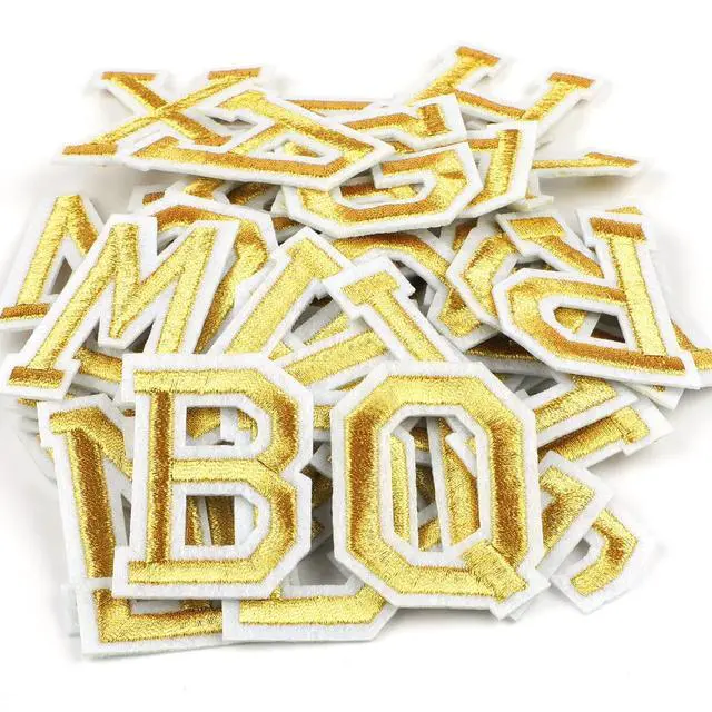 Main image of Iron On Letters, 52 Pcs Letter Patches with Ironed Adhesive (Gold)