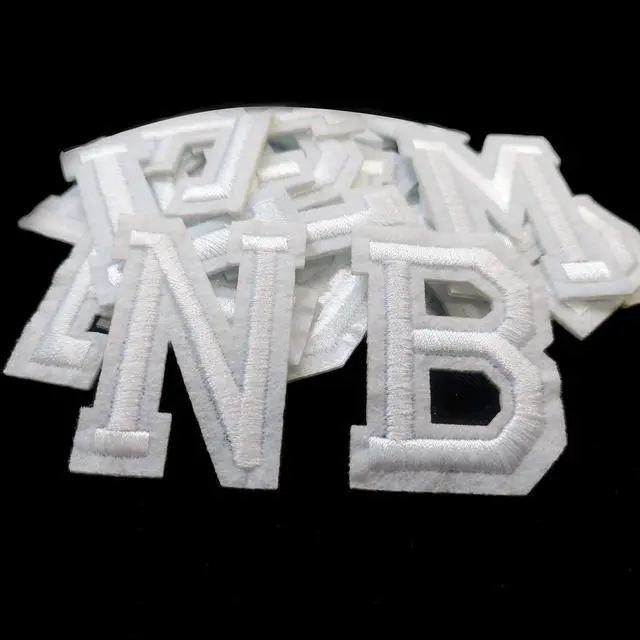 Main image of Iron on Letter Patches 52 Pieces,White Letter Patches Alphabet Embroidered Patch A-Z,for Hats Shirts Jeans Bags White