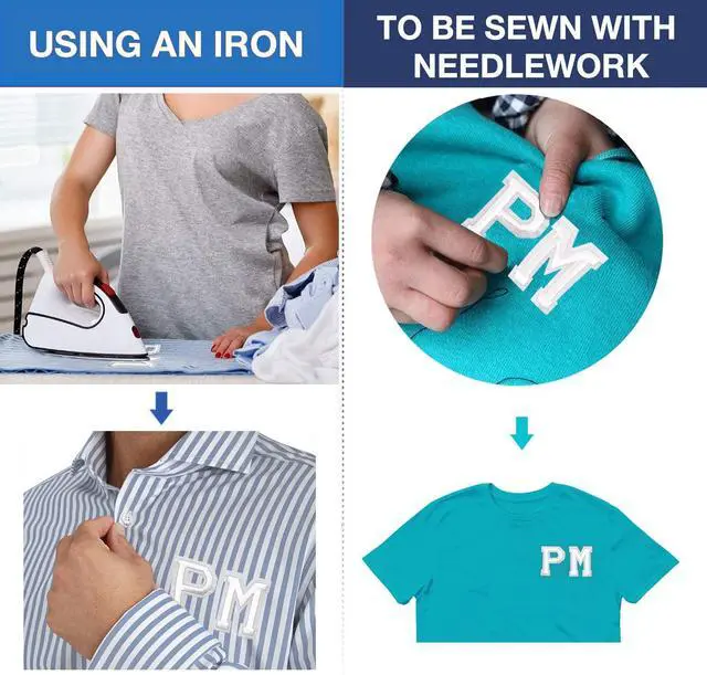 Alt view image 2 of 7 - Iron on Letter Patches 52 Pieces,White Letter Patches Alphabet Embroidered Patch A-Z,for Hats Shirts Jeans Bags White
