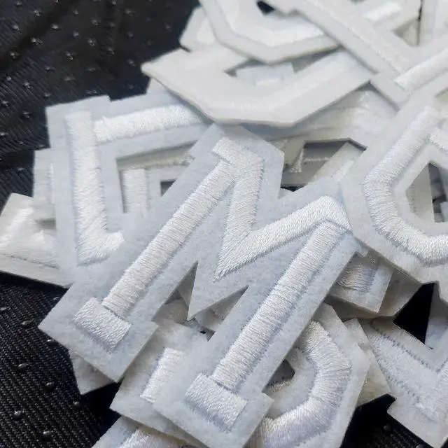Alt view image 3 of 7 - Iron on Letter Patches 52 Pieces,White Letter Patches Alphabet Embroidered Patch A-Z,for Hats Shirts Jeans Bags White