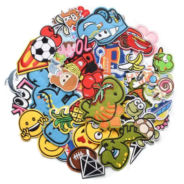 Alt view image 2 of 7 - 60pcs Random Embroidered Iron on Patches for Clothing Hat Tote Bag