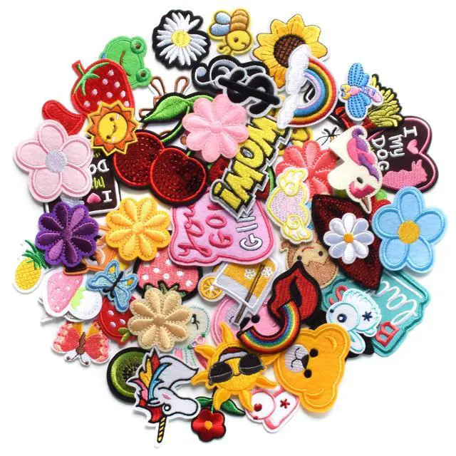 Alt view image 3 of 7 - 60pcs Random Embroidered Iron on Patches for Clothing Hat Tote Bag