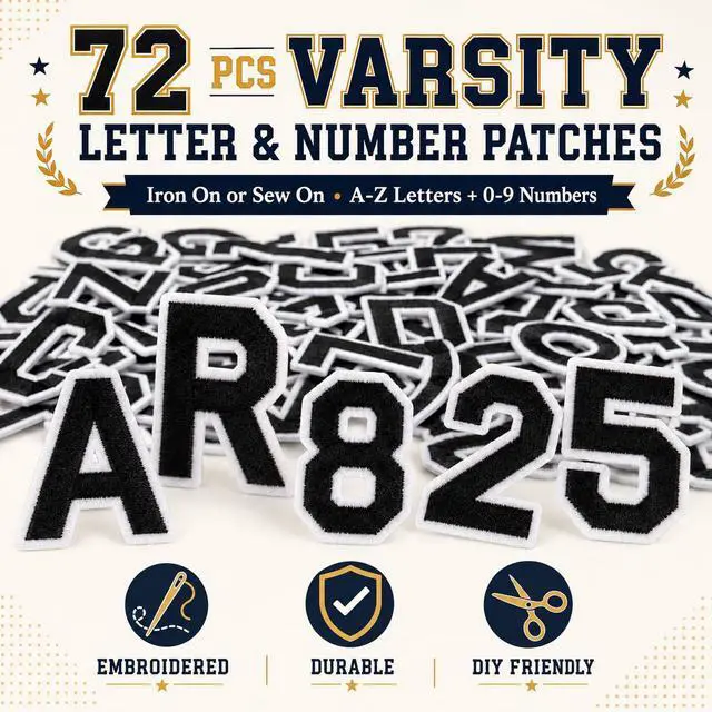 Alt view image 2 of 7 - 72 Pcs Iron On Letter and Number Patches for Clothing