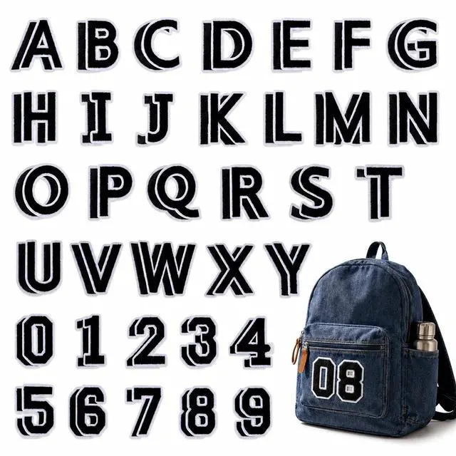 Main image of 72 Pcs Iron On Letter and Number Patches for Clothing