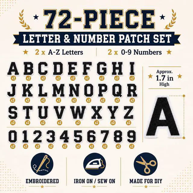 Alt view image 3 of 7 - 72 Pcs Iron On Letter and Number Patches for Clothing