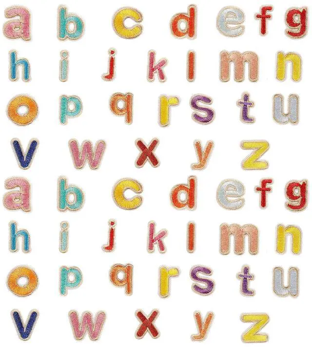 Main image of 52PCS Mini A-Z Letter Iron on Patches, 26 Alphabet Theme Embroidered Applique Patch, Colorful Sew on Embroidery Patches for Clothes Backpack Jean Jacket Hat Bag DIY Sewing Craft Decoration