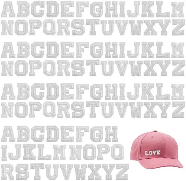 Main image of 104pcs Iron on Letter Patches, A-Z 0.7 Inch Embroidered Alphabet Fabric Letters, Letter Iron on Patches for Clothing Jackets Backpacks Hats Jeans