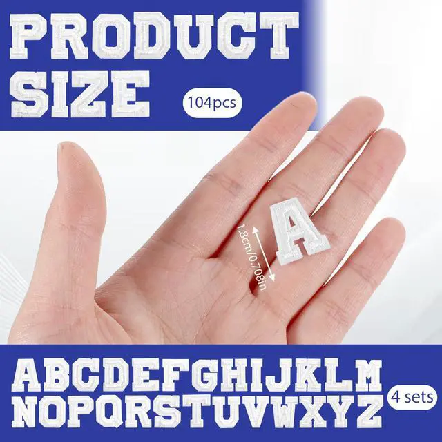 Alt view image 3 of 7 - 104pcs Iron on Letter Patches, A-Z 0.7 Inch Embroidered Alphabet Fabric Letters, Letter Iron on Patches for Clothing Jackets Backpacks Hats Jeans