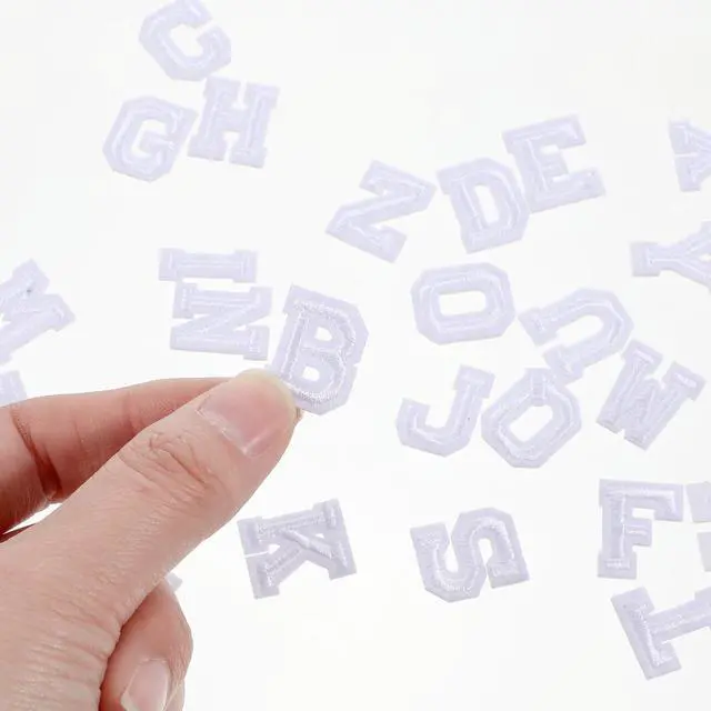 Alt view image 6 of 7 - 104pcs Iron on Letter Patches, A-Z 0.7 Inch Embroidered Alphabet Fabric Letters, Letter Iron on Patches for Clothing Jackets Backpacks Hats Jeans