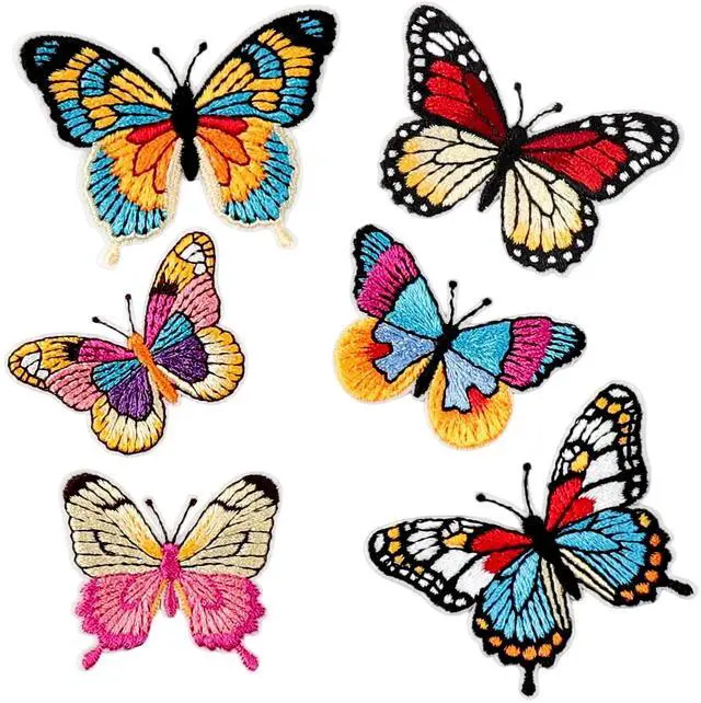 Main image of 6Pcs Colorful Butterfly Iron on Patches 6 Styles Butterfly Patches Elegant Applique Patches Pretty Embroidered Patches Sew On Patches for Clothes Backpacks Hats DIY Decoration
