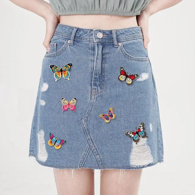Alt view image 3 of 7 - 6Pcs Colorful Butterfly Iron on Patches 6 Styles Butterfly Patches Elegant Applique Patches Pretty Embroidered Patches Sew On Patches for Clothes Backpacks Hats DIY Decoration