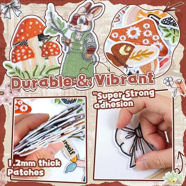 Alt view image 3 of 6 - Vintage Aesthetic Iron on Patches: 36PCS DIY Decorative Appliques