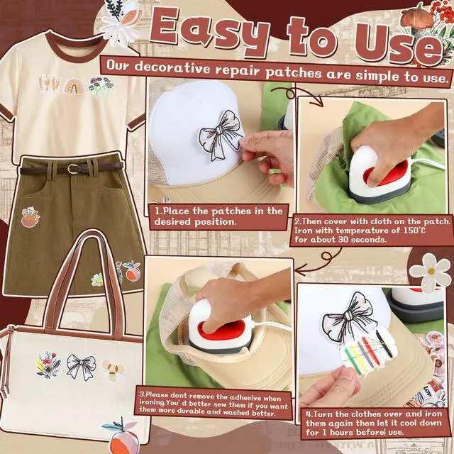Alt view image 4 of 6 - Vintage Aesthetic Iron on Patches: 36PCS DIY Decorative Appliques
