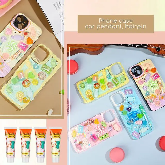Alt view image 6 of 6 - 12 Pcs Whipped Cream Glue Kit with Piping Tip Decoden Charm,Candy