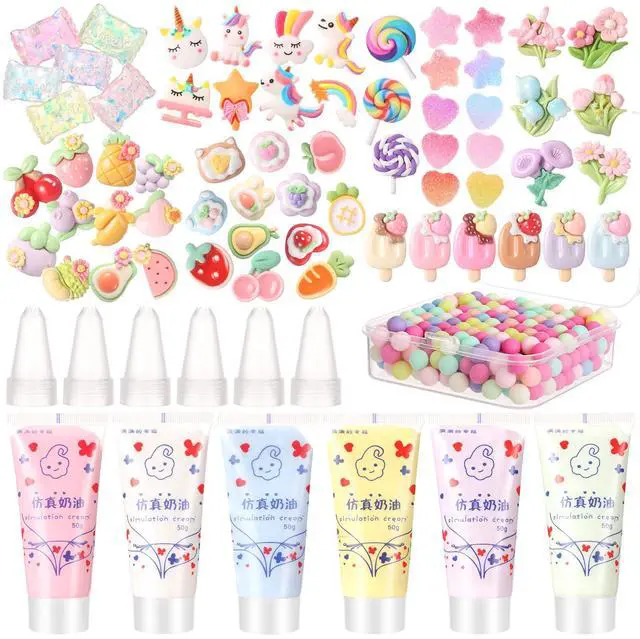 Main image of 6 Set 50g Cream Glue Set with Decorating Mouths for DIY Crafts, Cream DIY Phone Case Kit with Resin Accessories and Decorative Craft Charms Kit for Handmade Crafts(Sweet)