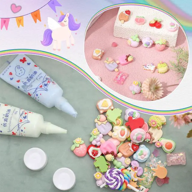 Alt view image 4 of 6 - 6 Set 50g Cream Glue Set with Decorating Mouths for DIY Crafts, Cream DIY Phone Case Kit with Resin Accessories and Decorative Craft Charms Kit for Handmade Crafts(Sweet)