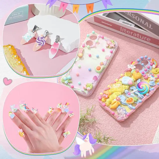 Alt view image 6 of 6 - 6 Set 50g Cream Glue Set with Decorating Mouths for DIY Crafts, Cream DIY Phone Case Kit with Resin Accessories and Decorative Craft Charms Kit for Handmade Crafts(Sweet)