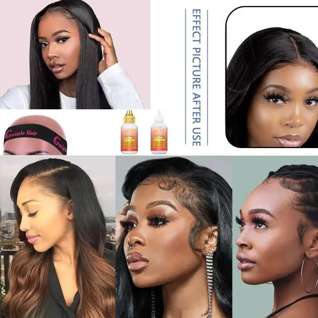 Alt view image 7 of 7 - Lace Front Wig Glue Set - Waterproof With Tools, Hair Wax Stick, Remover, Edge Control Wax, Wig Band, and Dual Brush