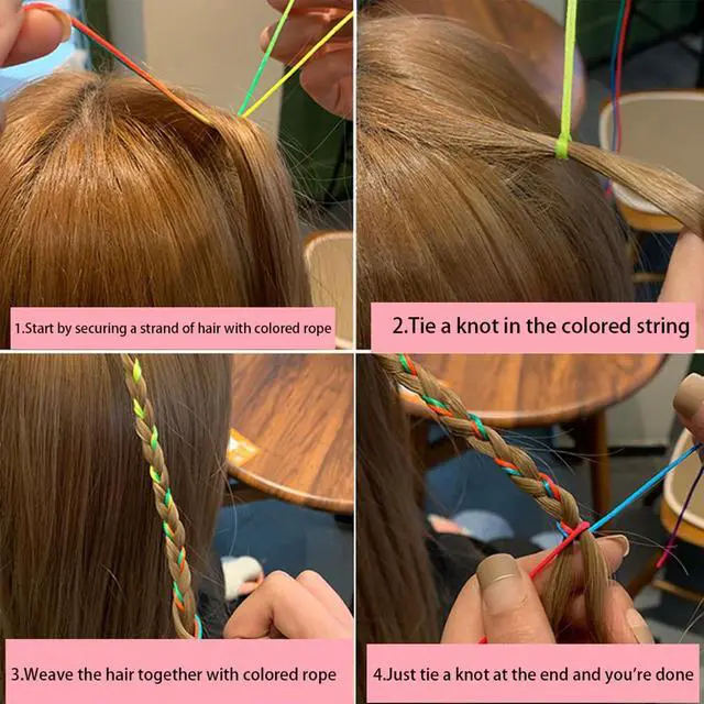 Alt view image 5 of 6 - Colorful Hair Wrap String For Braids Assorted Rainbow Fashionable Gradient Color Women Girls DIY Ponytail Braids Styling Accessories 30 Pcs