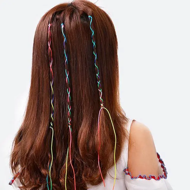 Alt view image 4 of 6 - Colorful Hair Wrap String For Braids Assorted Rainbow Fashionable Gradient Color Women Girls DIY Ponytail Braids Styling Accessories 30 Pcs