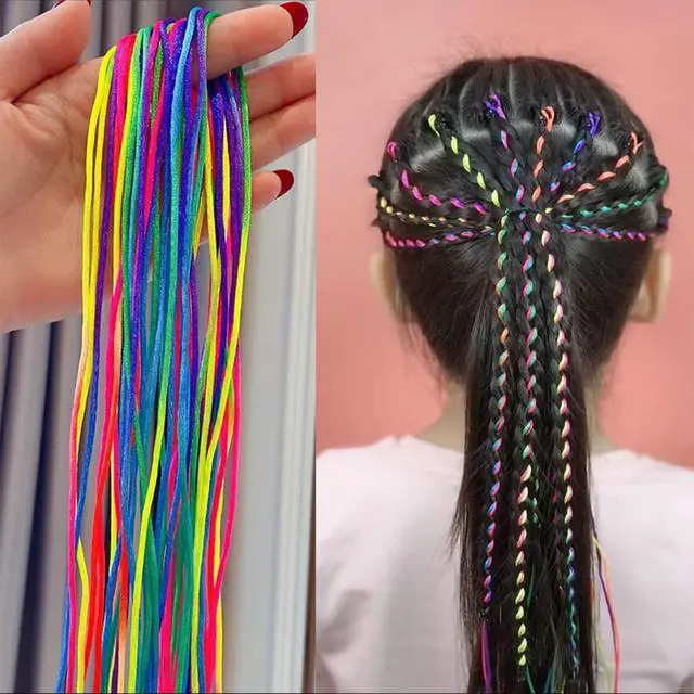 Alt view image 6 of 6 - Colorful Hair Wrap String For Braids Assorted Rainbow Fashionable Gradient Color Women Girls DIY Ponytail Braids Styling Accessories 30 Pcs