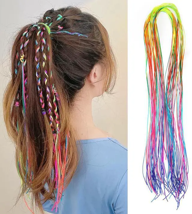 Main image of 32Pcs Colorful Hair Strings For Braids Gradient Color Hair Rope Band Hair Wrap String Hair Ribbons Rainbow Braiding Hair Tie Hair Accessories for Women Girls