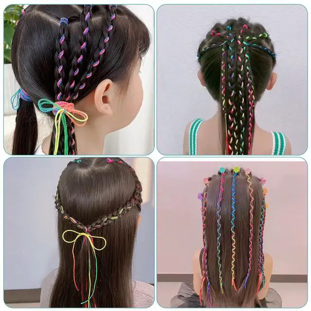 Alt view image 5 of 7 - 32Pcs Colorful Hair Strings For Braids Gradient Color Hair Rope Band Hair Wrap String Hair Ribbons Rainbow Braiding Hair Tie Hair Accessories for Women Girls