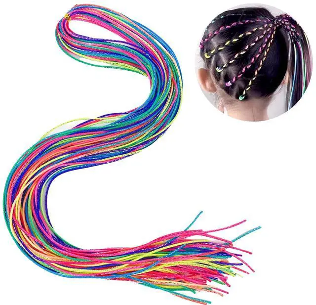 Main image of 40 Pieces Colorful Hair Wrap String For Braids, 85cm long Multi Rainbow Braiding Hair Styling Tie, Gradient Color Hair Rope Band, DIY Braid Wire Band Hair Accessories Girls for Party Sport
