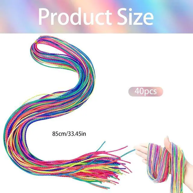 Alt view image 2 of 6 - 40 Pieces Colorful Hair Wrap String For Braids, 85cm long Multi Rainbow Braiding Hair Styling Tie, Gradient Color Hair Rope Band, DIY Braid Wire Band Hair Accessories Girls for Party Sport
