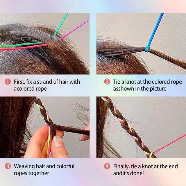 Alt view image 3 of 6 - 40 Pieces Colorful Hair Wrap String For Braids, 85cm long Multi Rainbow Braiding Hair Styling Tie, Gradient Color Hair Rope Band, DIY Braid Wire Band Hair Accessories Girls for Party Sport