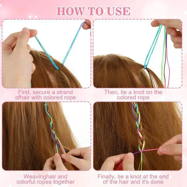 Alt view image 4 of 7 - 120pcs Hair Strings for Braids, Hair Wrap String, Rainbow Braiding Hair Rope for Girls DIY Braids Ponytail Styling