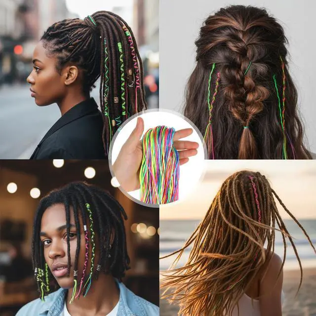 Alt view image 5 of 7 - 120pcs Hair Strings for Braids, Hair Wrap String, Rainbow Braiding Hair Rope for Girls DIY Braids Ponytail Styling