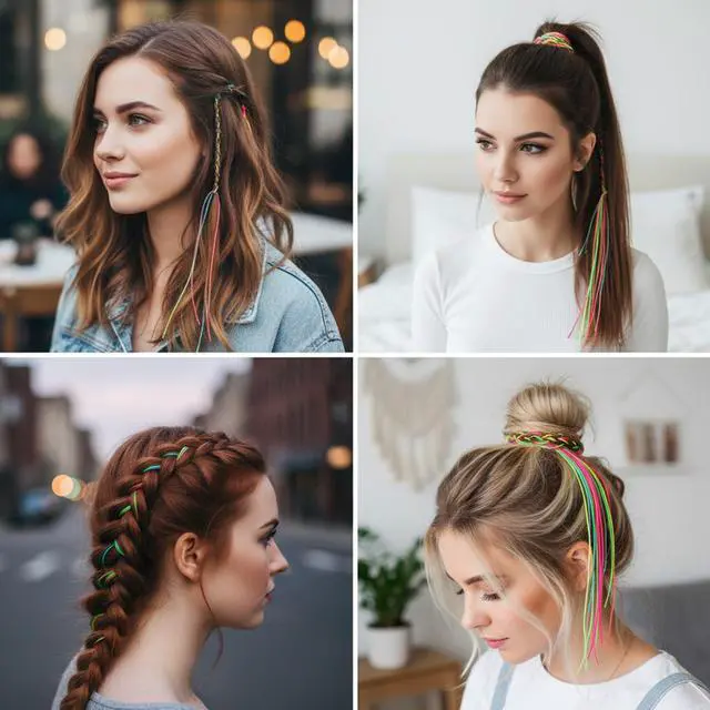 Alt view image 6 of 7 - 120pcs Hair Strings for Braids, Hair Wrap String, Rainbow Braiding Hair Rope for Girls DIY Braids Ponytail Styling