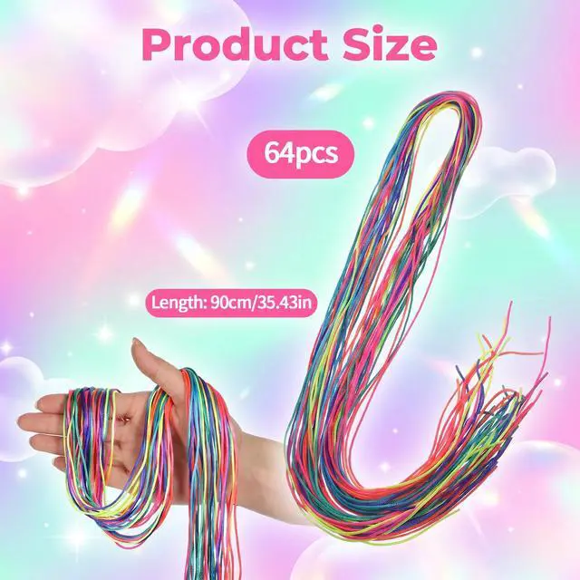 Alt view image 5 of 7 - 64 Pcs Colorful Hair Wrap String For Braids, Colored Ties Hair String Yarn, Braiding Hairs Styling Tie Diy Braid Band Accessories Dreadlock Ponytail