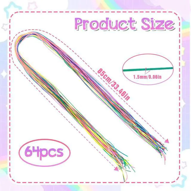 Alt view image 4 of 7 - 64pcs Hair Strings for Braids Colorful Hair Wrap String