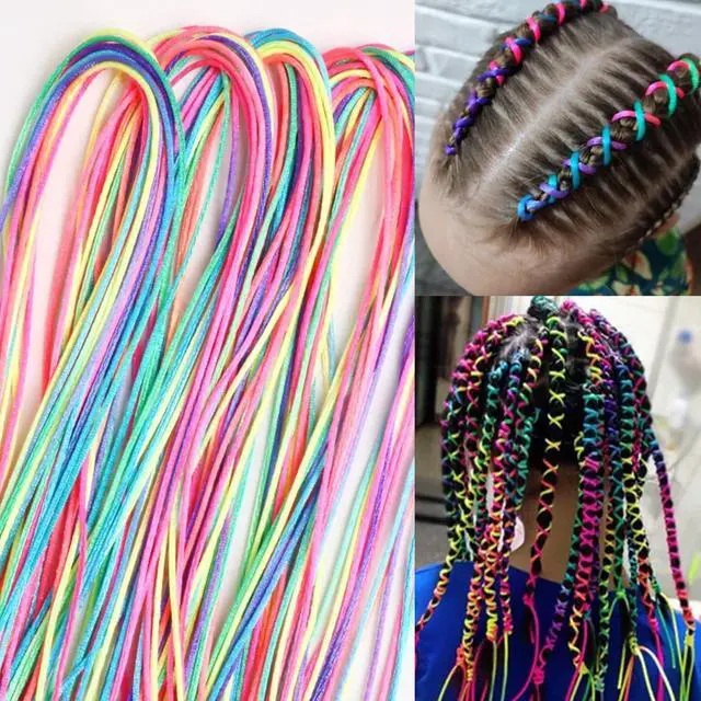Main image of 52 Pcs Colorful Hair Wrap String For Braids Assorted Rainbow Fashionable Gradient Color Women Girls DIY Ponytail Braids Styling Accessories