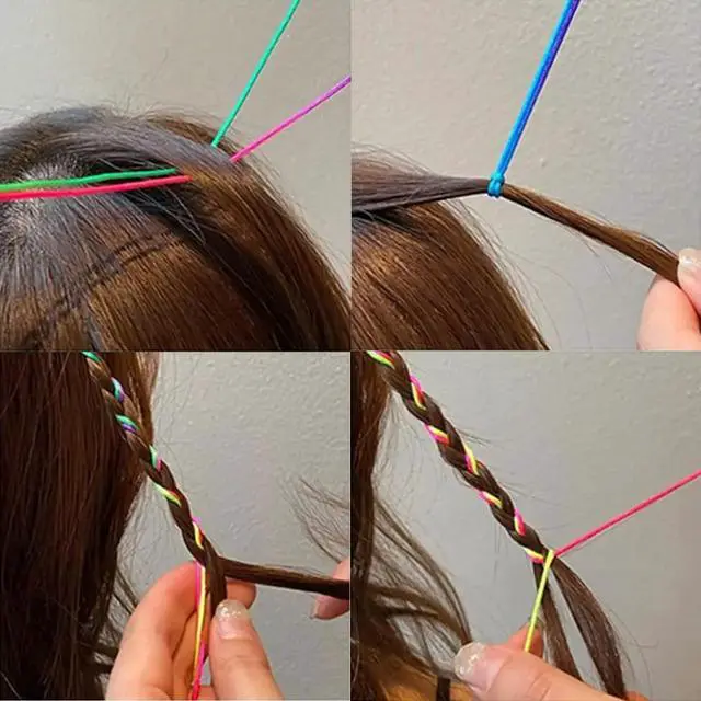 Alt view image 6 of 6 - 52 Pcs Colorful Hair Wrap String For Braids Assorted Rainbow Fashionable Gradient Color Women Girls DIY Ponytail Braids Styling Accessories