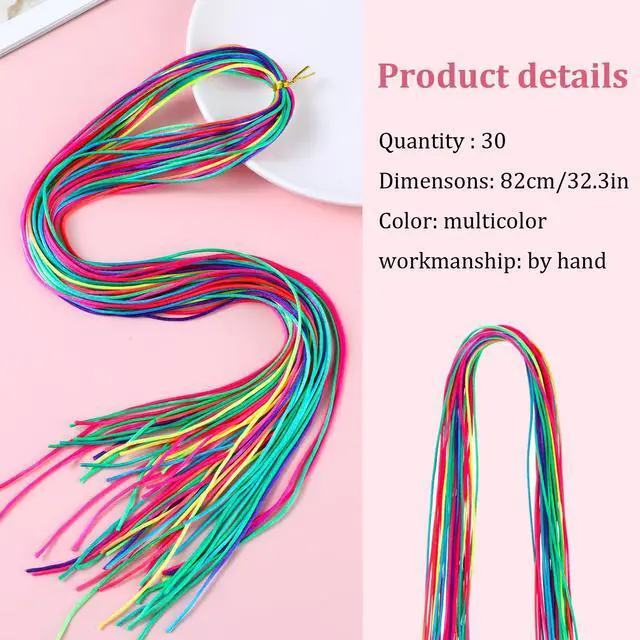 Alt view image 2 of 7 - 30Pcs Hair Strings for Braids Colorful Long Hair Wrap String for Girls Braids Braiding Hairstyle Accessories (32.3 Inch)