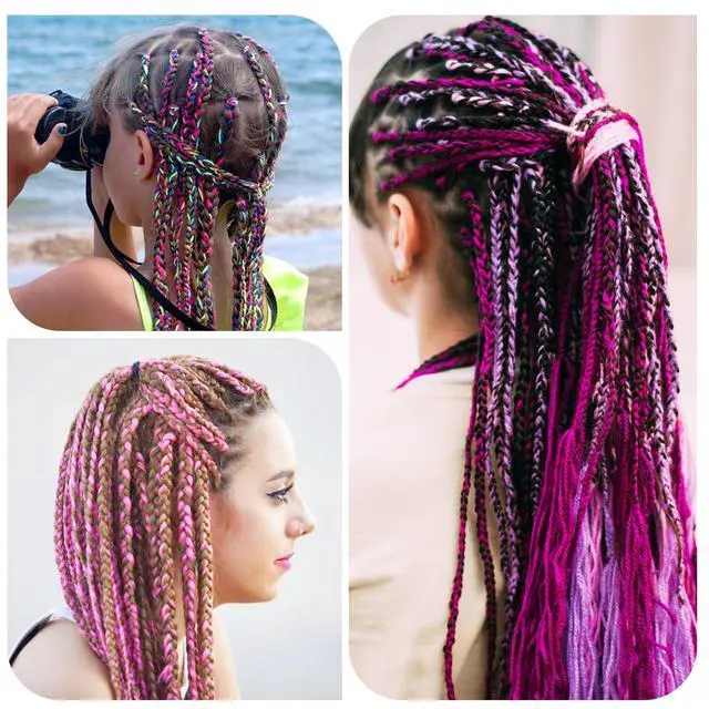 Alt view image 6 of 7 - 30Pcs Hair Strings for Braids Colorful Long Hair Wrap String for Girls Braids Braiding Hairstyle Accessories (32.3 Inch)
