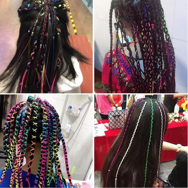 Alt view image 5 of 7 - 30Pcs Hair Strings for Braids Colorful Long Hair Wrap String for Girls Braids Braiding Hairstyle Accessories (32.3 Inch)